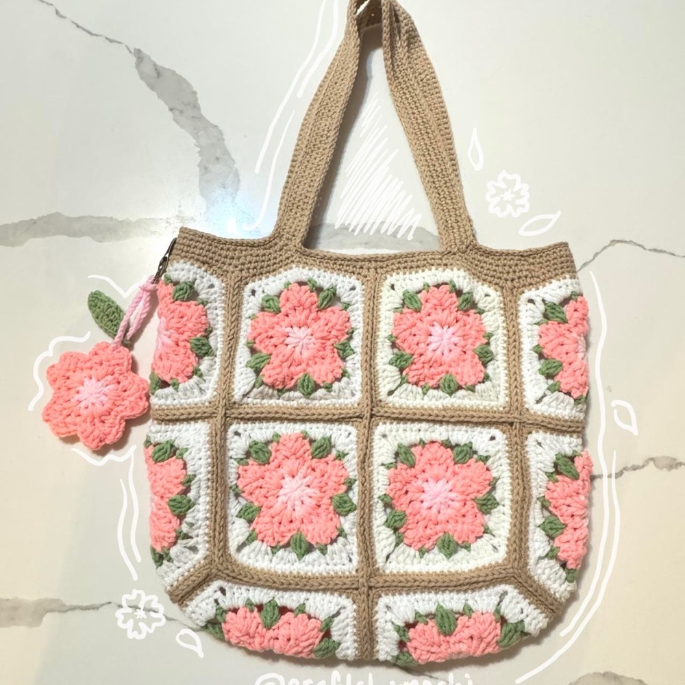 Handcrafted Floral Crochet Tote Bag